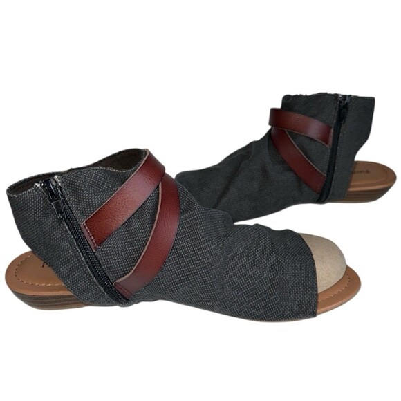 Pierre Dumas Brenna-1 Sandals 8.5 Denim Blue Boho Ankle Strap Open Toe Flats - Picture 16 of 16